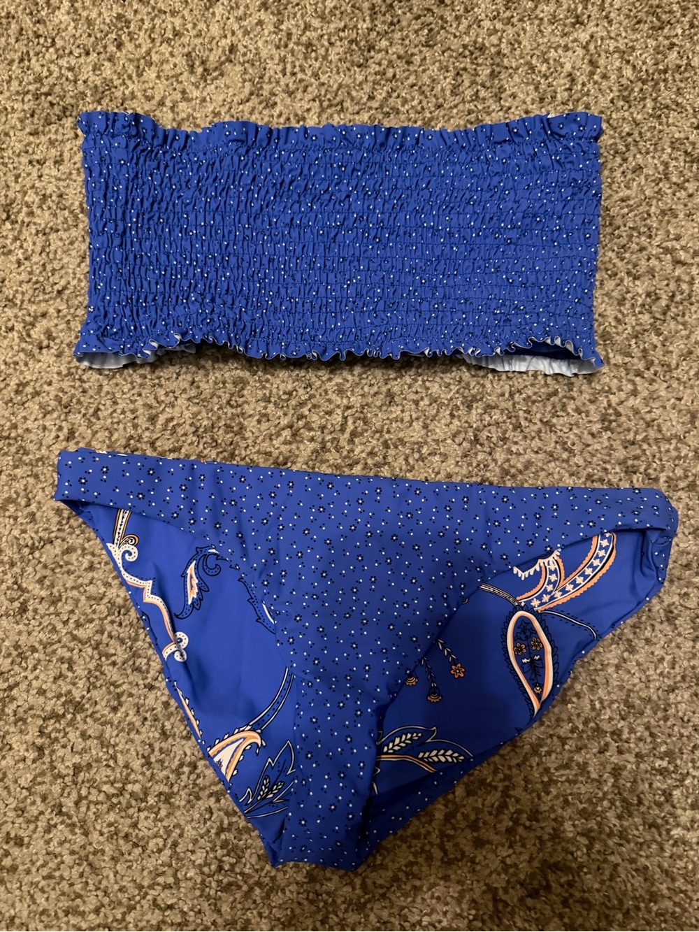 Seafolly Royal Blue Bandeau Bikini Set Reversible Bottoms
